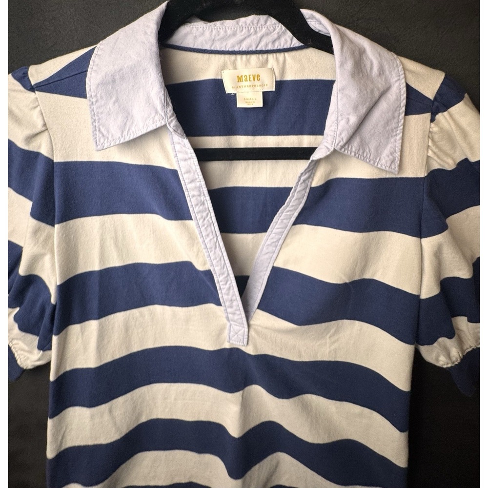 Maeve Anthropologie Puff-Sleeve Polo Top Size Small - Picture 5 of 8
